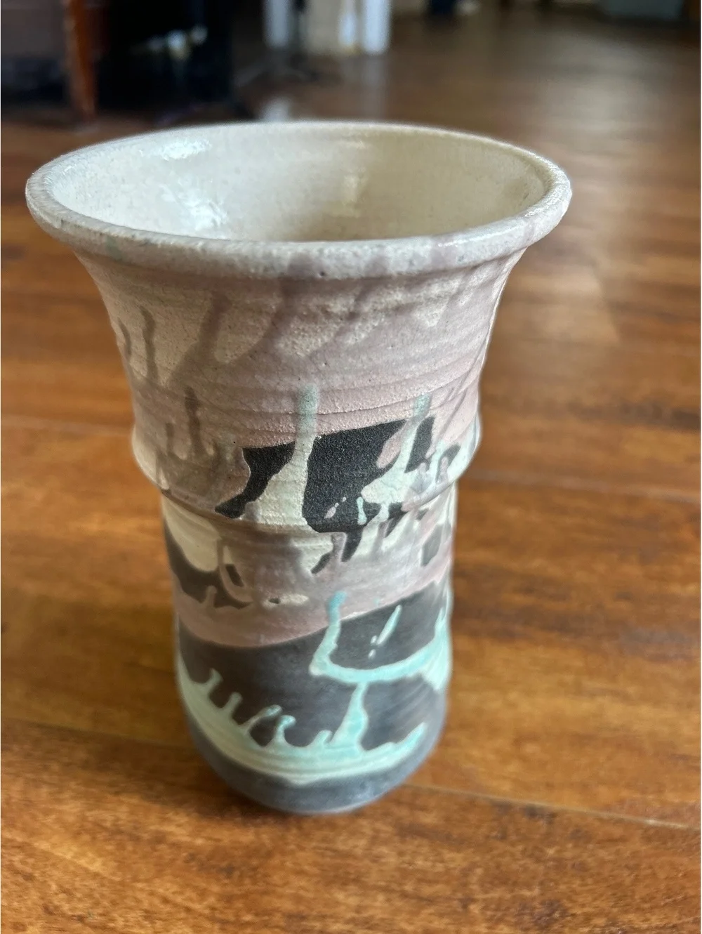 Handcrafted Signed Ceramic Vase with Artistic Glaze